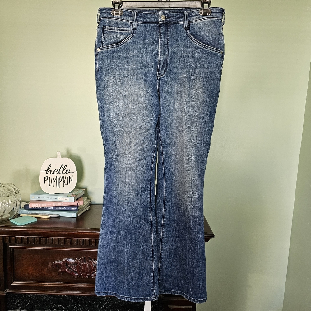 Anthropology Pilcro High Rise Trouser Bootcut‎ Wide Leg Jeans Size 32